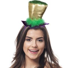 Elevate your Mardi Gras style with our eye-catching Mardi Gras Mini Metallic Top Hat Headband! This compact and stylish accessory is designed to make you stand out in the crowd during festive celebrations. Whether you're attending a Mardi Gras parade, a masquerade ball, or any lively celebration, our Mini Metallic Top Hat Headband is the perfect accessory to showcase your festive spirit. Get ready to turn heads, catch beads, and immerse yourself in the joyous atmosphere of Mardi Gras with this c Top Hat Headband, Costume For Men, Mardi Gras Parade, Hat Headband, Good Times Roll, Masquerade Ball, Mens Costumes, The Holiday Aisle, Top Hat