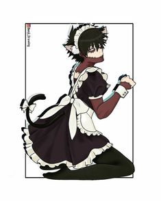 an anime character dressed in black and white