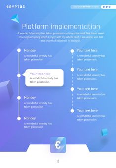 a blue and purple web page with text on it that says platform implementtion,