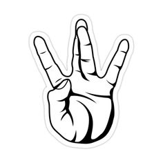 the peace sign is drawn in black and white on a white background, with one hand raised up