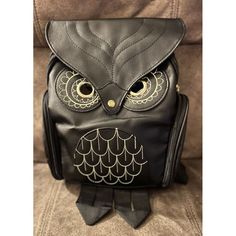 New Without Tags. Please Look At Pics For Measurements Black Owl, Trim Color, Mini Backpack, Black House, Owl House, Gold Trim, Trim, Womens Sizes, Bag Lady