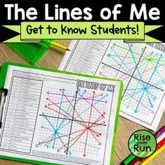 the lines of me get to know students book with pencils, markers and pens