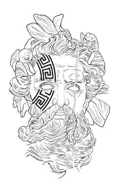 a drawing of an ancient greek god