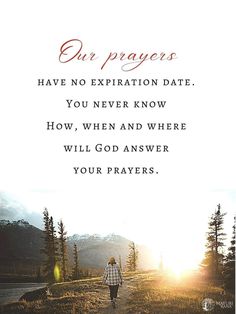 a person walking down a dirt road with the words on it that says, our prayers have no explanation date you never know how