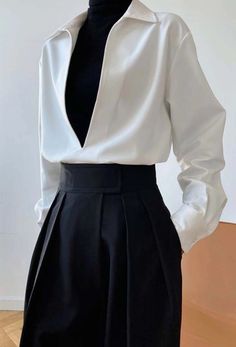 Straight Clothes, Autumn Clothes, 가을 패션, Looks Vintage, Collar Shirts, White Shirt