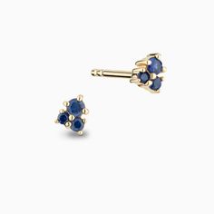 The Ecksand Cluster Blue Sapphire Stud Earrings shown with  in 14k Yellow Gold Sapphire Stud Earrings, Blue Sapphire Studs, Sapphire Earrings Studs, Studs Gold, Sapphire Studs, Jewelry Wedding Rings, Recycled Gold, Vibrant Blue, Mens Wedding Rings