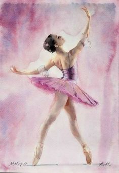 a watercolor painting of a ballerina