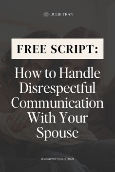 Download this free script to learn how to effectively handle disrespectful communication with your spouse. Gain practical phrases and strategies to address issues respectfully, fostering a more understanding and supportive relationship. Supportive Relationship, Back On Track, To Learn, Communication, The Fosters, Track