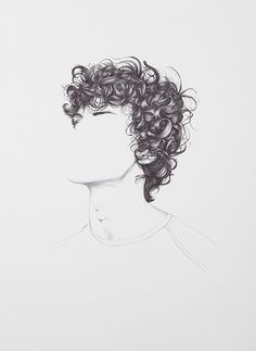 a drawing of a woman with curly hair