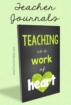 a book cover with the words teaching is a work of heart on it and a green background