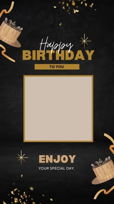 a birthday card with gold confetti and sparkles on the bottom, says happy birthday to you enjoy your special day