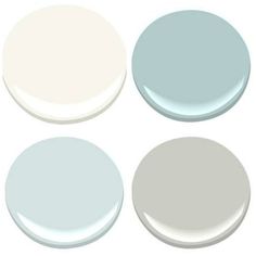 four different shades of white and light blue on the same color scheme, each one has an oval shape