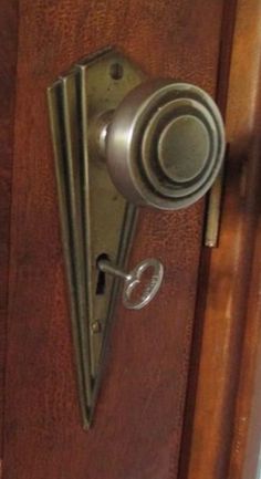 an old door handle on a wooden door