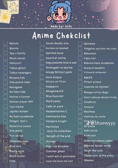 an anime checklist is shown in the sky