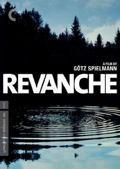 the words revanche are in front of a body of water with trees behind it