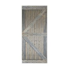 an open wooden door with two planks on the bottom and one panel in the middle