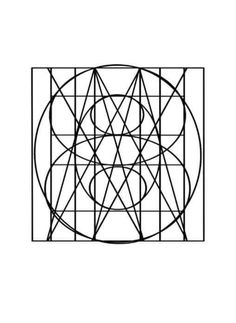 a black and white drawing of a square with lines in the shape of a circle