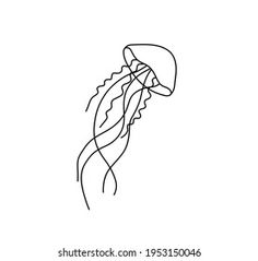 a single line drawing of a jellyfish on a white background in the style of minimalism