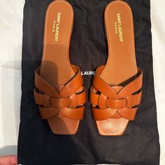 Brand New, Never Worn. Received As A Gift But They Are 1/2 A Size Too Big. I Am Typically A Us 7.5 And I Would Have Needed A 38 In These. Perfect For Someone Who Is A Size 8. Yves Saint Laurent Shoes, Hot Heels, Flat Sandals, Women's Shoes Sandals, Shoes Sandals, Yves Saint Laurent, Fashion Forward, Saint Laurent, Brand New