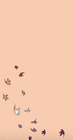 birds are flying in the air on a pink background