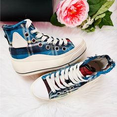 Size 7 Brand New! Authentic R13 Product *No Box Lid Box With Lid, Blue Cream, Womens Shoes Sneakers, High Top, Top Sneakers, High Top Sneakers, Shoes Sneakers, Color Blue, Size 7