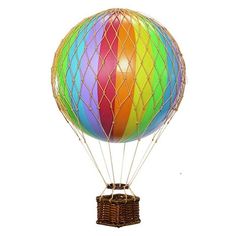 Authentic Models Americas Office Decor Authentic Models Americas Floating The Skies, Rainbow Balloon Mobile, Paper Balloon, Ballon Party, Balloon Modelling, Vintage Hot Air Balloon, Authentic Models, Hanging Mobile, Hot Air Balloons, Helium Balloons