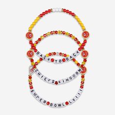 Chiefs Jacket, Matching Friendship Bracelets, Championship Logo, Cool Friendship Bracelets, Sport Theme, Chiefs Super Bowl, Friendship Bracelets With Beads, Kc Chiefs, Beads Bracelet Design