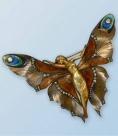 Bijoux Art Deco, Bijoux Art Nouveau, Gold Brooch, Art Nouveau Jewelry, Diamond Brooch, Butterfly Jewelry, 판타지 아트, Deco Jewelry, Peacocks