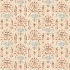 an old fashioned wallpaper with flowers and birds in the center, on a beige background