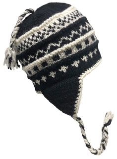 Sherpa Hats with Ear Flaps, Hand Knitted in Nepal in Heavy Wool and Lined in Soft Fleece. They do not itch! Stay warm and look cool in our high quality knitwear. We line our hats with soft fleece so you can enjoy the distinctive look and warmth of hand-knitted wool. Made by a women's co-operative in the shadows of Mount Everest which supports the local community. Hat circumference is approximately 22 - 23'' and can be stretched! From top to bottom hats are approximately about 7 1/2 to 8 inches * Ear Hats, Look Cool, Zig Zag, Mount Everest, Fair Trade, Stay Warm, Nepal, Hand Knitting, Apparel Accessories