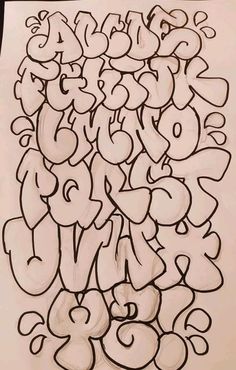 a drawing of some type of graffiti on paper