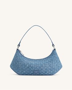 Lily Shoulder Bag - Blue Denim Weave Weaving Bag, Denim Handbag, Fashion Capsule Wardrobe, Denim Handbags, Blue Purse, Fashion Capsule, Loafer Mules, Bag Handle, Fit Check