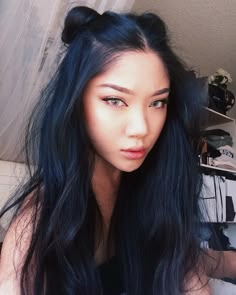 darker and healthier locks thanks to @jesstheebesttcolor & @cleencuts this filter makes my hair look blue but i fux with it Midnight Blue Hair, Blue Black Hair Color, Dark Blue Hair, Coloring Images, Black Hair Color, Long Black Hair, Grunge Hair