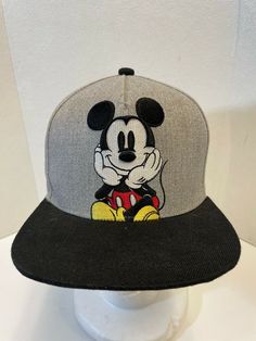 Disney Mickey Mouse SnapBack Hat Cap - Jumbo Logo - OSFA Adjustable - Gray Black Condition is used. We are a small business and our number one priority is to ensure that each and every customer is 100 percent satisfied with their purchase. If you have any problems with your order, please contact us before leaving negative feedback. We will quickly help resolve any concerns. Thank you! Fun Mickey Mouse Themed Hat One Size Fits Most, Adjustable Mickey Mouse Fun Hat, Fun Mickey Mouse Hat, Adjustable Mickey Mouse Cap, Mickey Mouse Baseball Cap, One Size Fits Most, Disney Adjustable Baseball Cap, Adjustable Disney Baseball Cap, Themed Baseball Cap, Black Mickey Mouse Cap