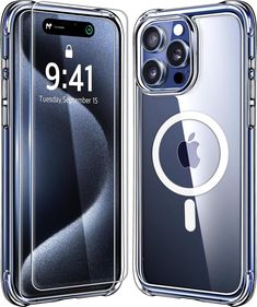 an iphone case with a circular design on the front and back cover, in clear