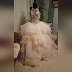 Very Sparkly Very Gorgeous And Very Poofy Ball Gown Dress. Used For A Quinceera And Then Put Away. Does Come With The Hoop Skirt To Give It The Extra Poof! Ballgown Dress, Ball Gown Dress, Hoop Skirt, Ball Gown Dresses, Gown Dress, Size 16 Dresses, Quince, Ball Gown, Ball Gowns