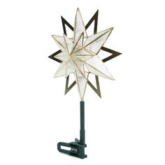 a metal and glass star on a stand