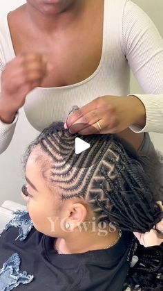 bohemain cornrows braids  ————————————  Video by our hairstylist 💁🏽‍♀️ @rockstarcheveux  *  Save $20.... | Instagram Corn Row Patterns, Cornrows On Top Box Braids In Back, Feed In Braids Cornrows Styles, Goddess Straight Back Braids, Cornrows For Wigs, Condros Hairstyles, Cornrows With Curls At The End, Cornrows In Front Box Braids In Back, Middle Part Cornrows Braids