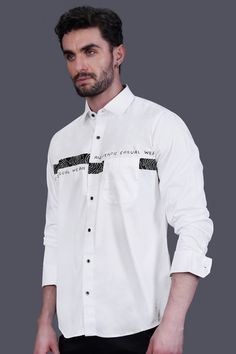 A perfect casual shirt with a touch of artistic flair, our Bright White Hand Painted Subtle Sheen Super Soft Premium Cotton Designer Shirt is a standout choice. Featuring a hand-painted design on the front, this shirt exudes unique charm and contemporary style. Crafted from premium cotton with a subtle sheen, it guarantees unmatched comfort and a distinctly stylish look. Embrace individuality with this creatively designed shirt, capturing the essence of casual elegance. Fused collar and cuffs, c Cotton Shirts For Men, White Hand, Shoulder Shirts, Oxford Shirt, Casual Elegance, Casual Shirt, Collar And Cuff, Bright White, Cotton Shirt