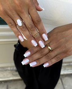 White French Nails, Long Square Nails, White French Tip, Fake Nails With Glue, Bridal Nails, Elegant Nails, Manicure Y Pedicure