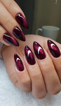 Cat Eye Nails Polish, Latest Nail Designs, Maroon Nails, Winter Nails Acrylic, Burgundy Nails, Cat Eye Nails, Nail Designs Glitter, Epilator