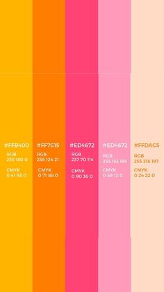 an image of the color scheme for different types of colors and sizes, including red, yellow