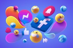 colorful social media icons floating in the air