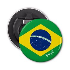 a button with the flag of brazil on it