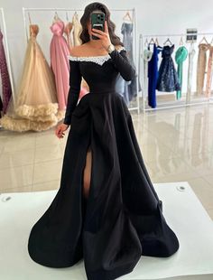 A-Line Evening Gown Floor Length Long Sleeve Off Shoulder Pocket Satin with Pearls Red Green Dress, Gown Elegant, Strapless Evening Dress, Evening Dresses Online, Cheap Evening Dresses, Dresses Formal Elegant, Cocktail Dress Wedding, Elegant Prom Dresses, Evening Gowns Elegant