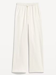 Extra High-Waisted Fleece Pants | Old Navy Casual White Pull-on Pants, Versatile White Bottoms With Elastic Waistband, Versatile White Pants With Elastic Waistband, White Versatile Pants With Elastic Waistband, Leisure Wide Leg Pants With Elastic Waistband, Casual Wide Leg Pants With Drawstring For Work, Casual Wide Leg Pants For Work With Drawstring, Casual Ankle-length Pants With Gathered Waist, Casual Wide Leg Pull-on Pants For Daywear