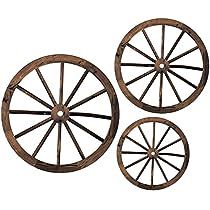 three wooden wheel wheels on a white background