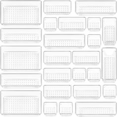 a large number of white plastic trays with holes on the top and bottom, all lined up in rows