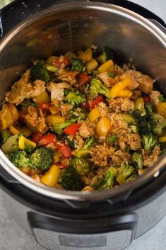 the food is in the pot ready to be put into the crockpot or slow cooker