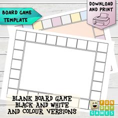 blank board game and color versions